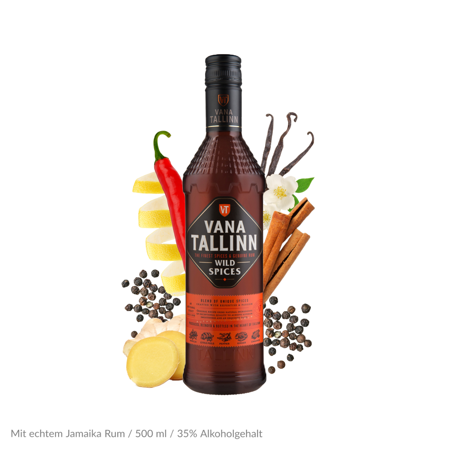 Tallinn Set 5 bottles of 500 ML each (Toffee Caramel, Wild Spices, Coffee Espresso, 45%, 50%)