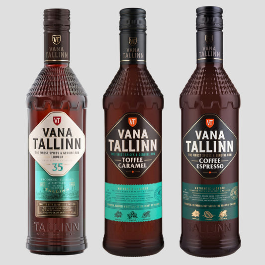 Tallinn Set 5 bottles of 500 ML each (Toffee Caramel, Wild Spices, Coffee Espresso, 45%, 50%) 