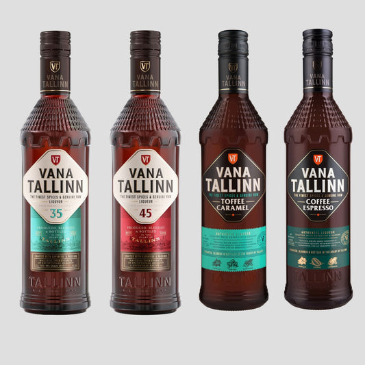 Tallinn Set 5 bottles of 500 ML each (Toffee Caramel, Wild Spices, Coffee Espresso, 45%, 50%) 